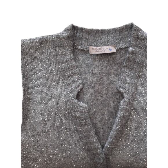 D. Exterior Sweater Vest Wool Angora Blend Knit Sequin Embellished Gray Small - Picture 2 of 7